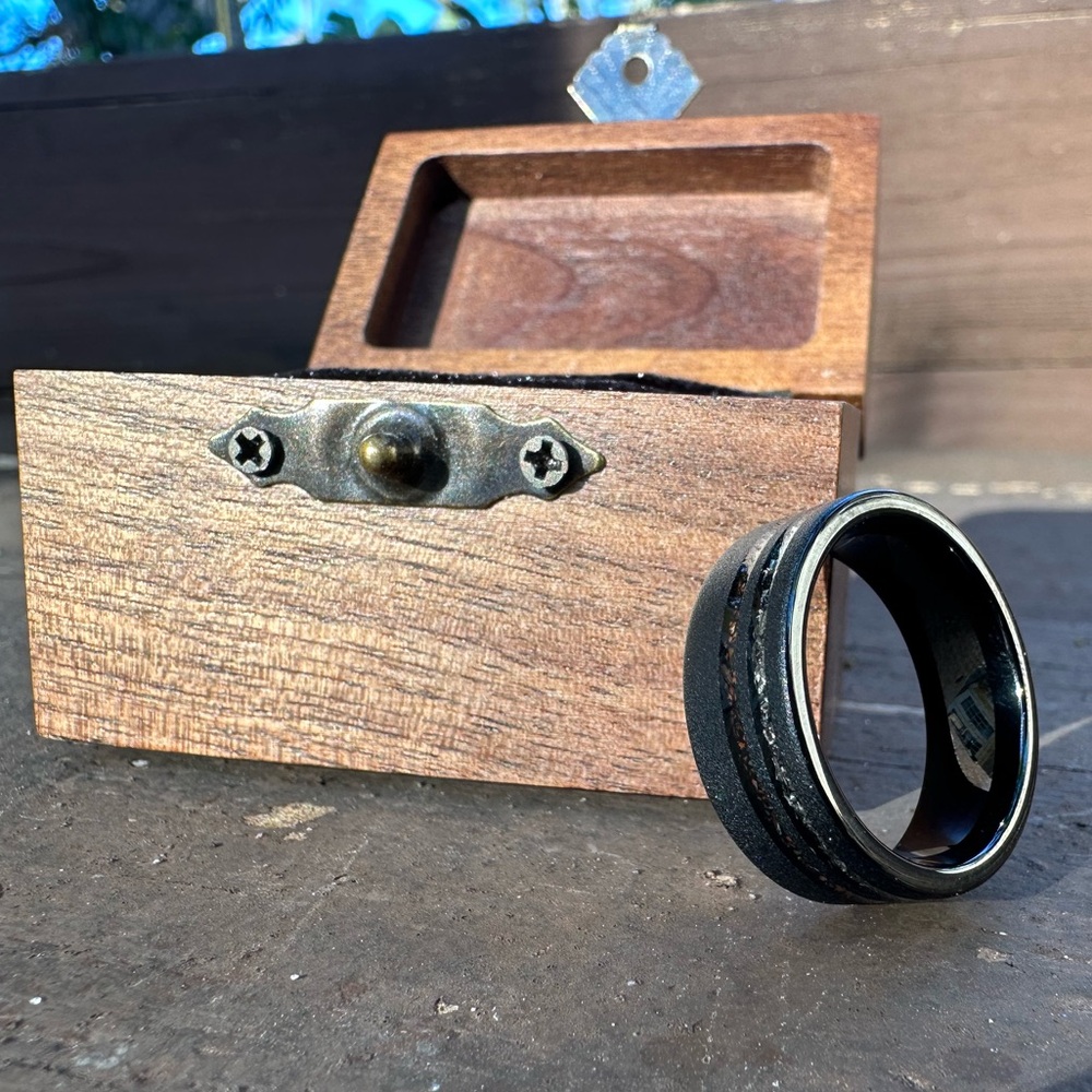 Thorum “The Meteorsaur” black wedding band